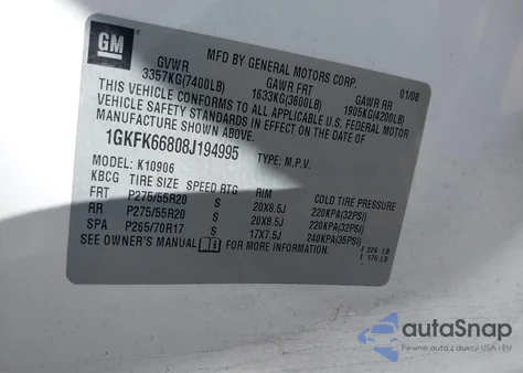 2008 GMC Yukon Xl 1500 Denali from USA, damaged, VIN 1GKFK66808J194995